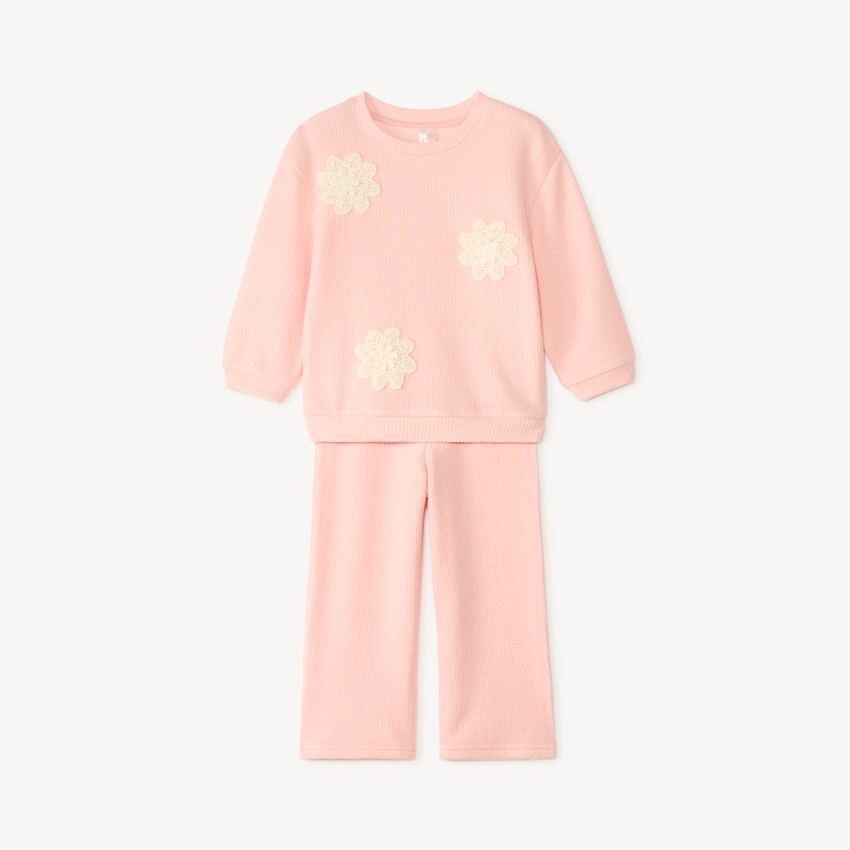 Ensemble de jogging oversize avec fleurs en crochet pour bébé fille 