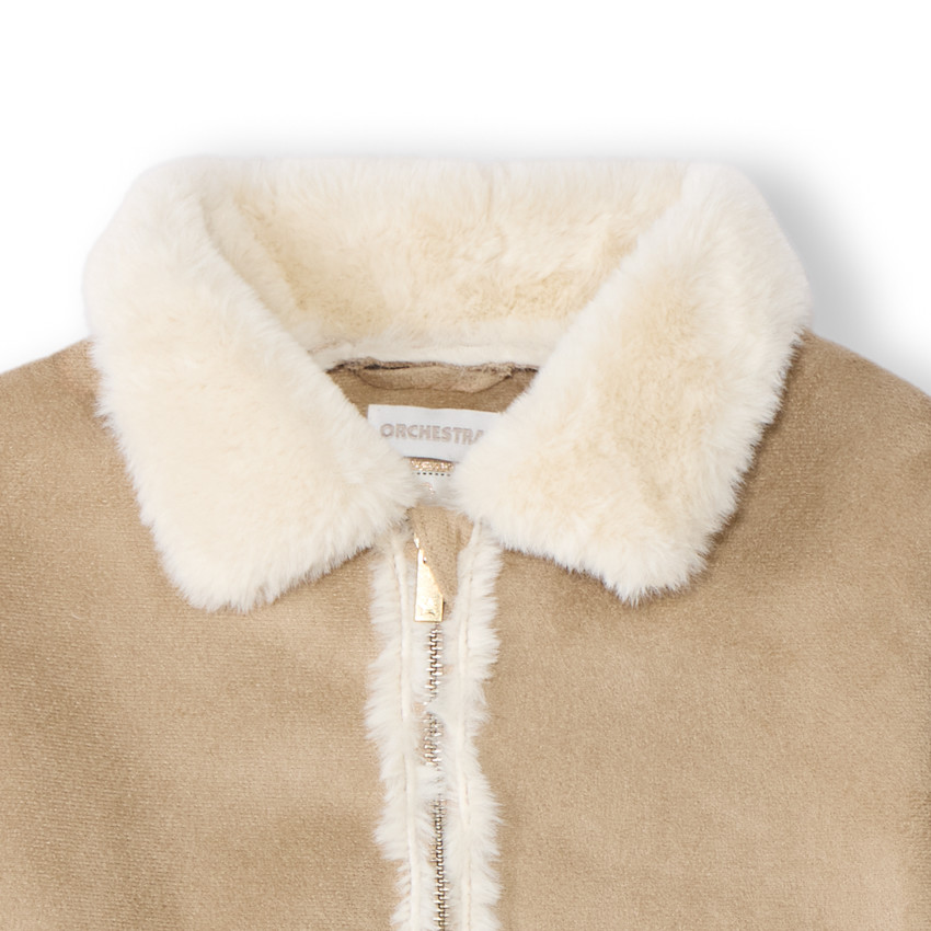 Veste en suédine contrecollée fausse fourrure pour fille 