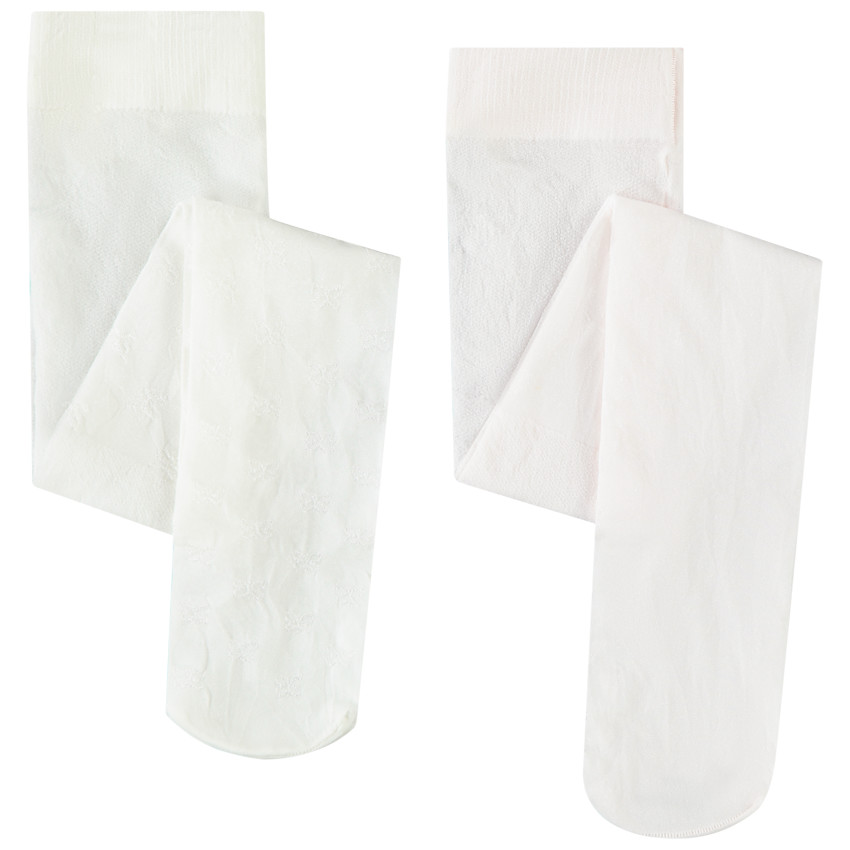 Lot de 2 collants fins en jacquard texturé pour bébé fille