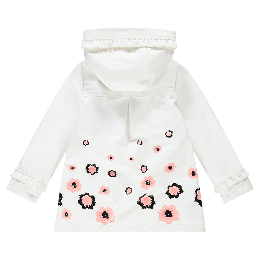 Parka en gomme doublée sherpa avec fleurs printées 
