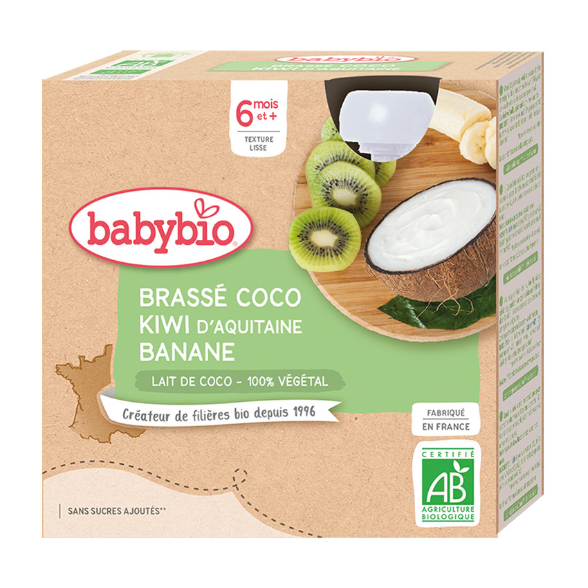 Pack de 4 gourdes brassé lait de coco kiwi banane bio 