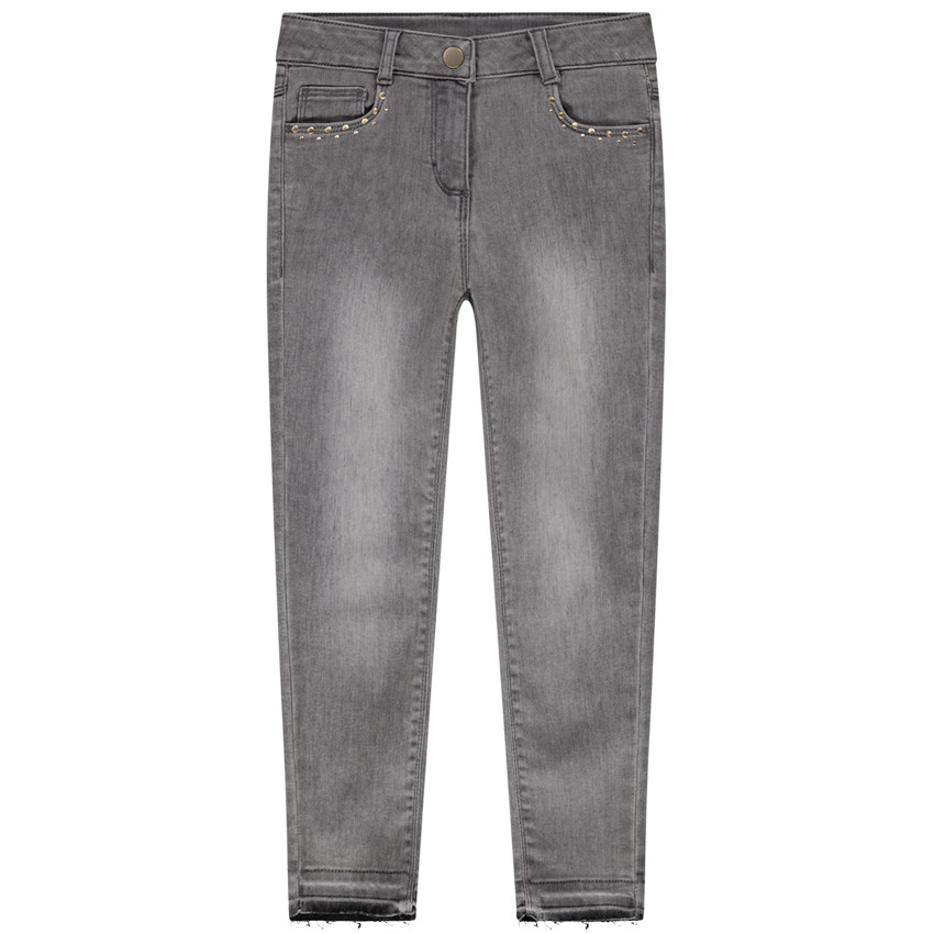Jean slim à rivets effet délavé pour fille 