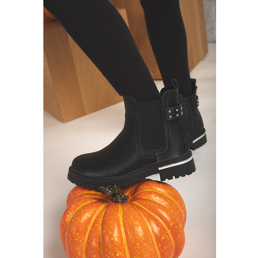 Bottillons à semelle chunky et lanière à rivets pour fille 