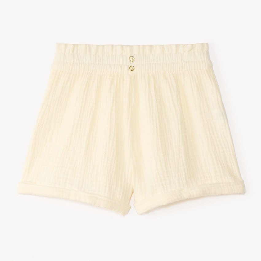 Short uni en double gaze pour fille 