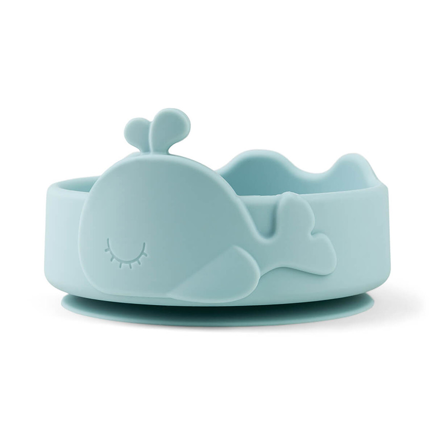 Bol ventouse + cuillère en silicone Wally bleu 