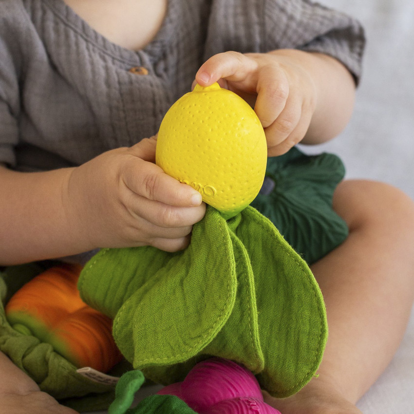 Mini doudou et jouet de dentition 2 en 1 Lou le citron 
