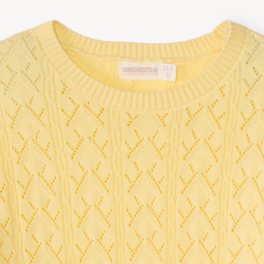 Pull en tricot ajouré uni pour fille 