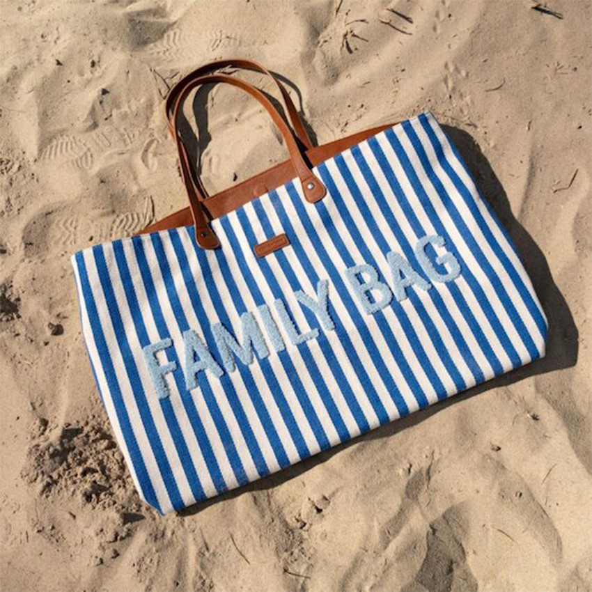 Sac à langer Family Bag Rayures Bleu Electrique Bleu Clair 