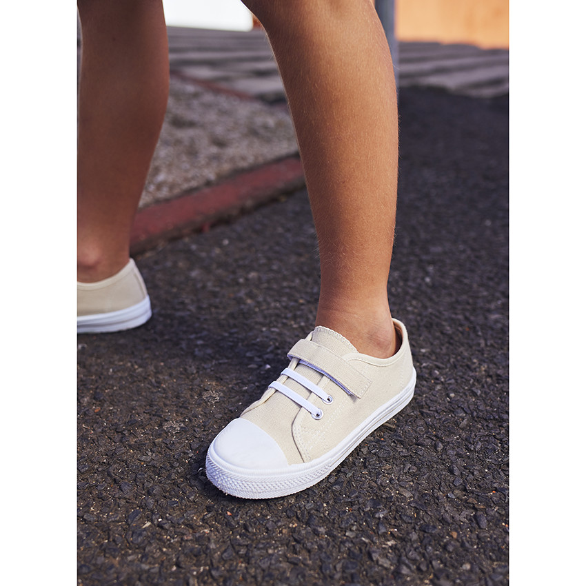 Baskets basses en toile avec lacets élastiques et velcro pour garçon 
