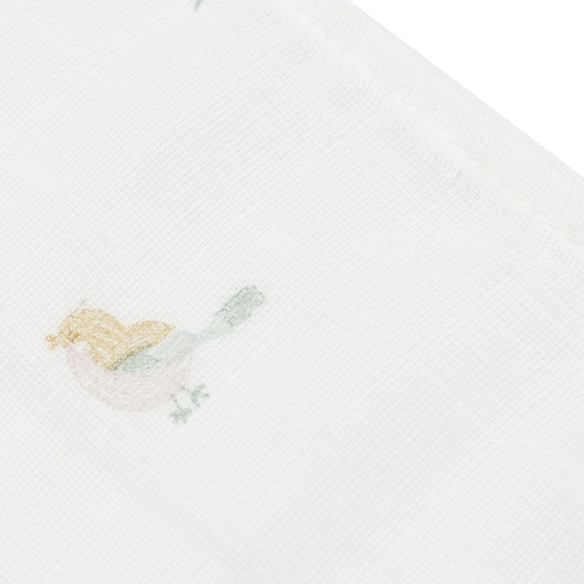 Lot de 3 langes en gaze de coton 70 x 70 cm Lovely Birds 