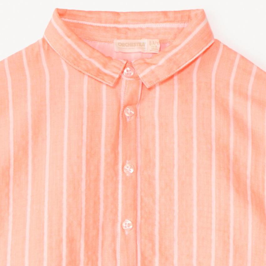 Chemise manches courtes en toile à rayures pour fille 