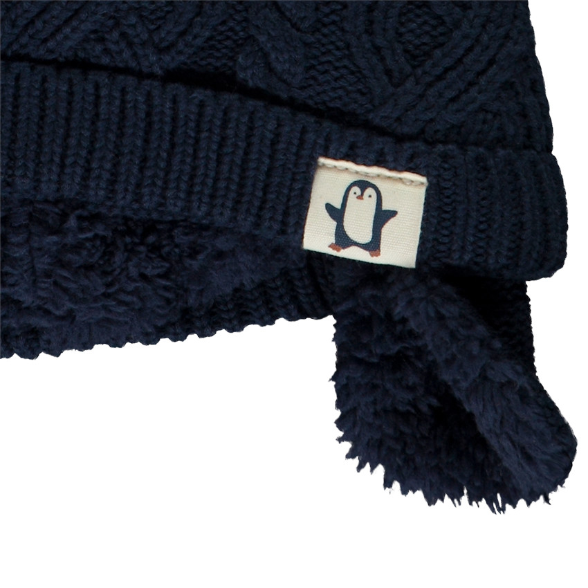 Bonnet en tricot torsadé doublé sherpa pour bébé garçon 