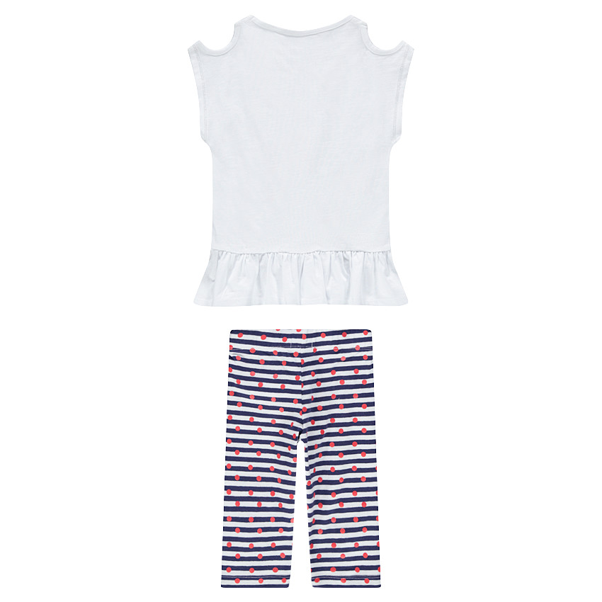 Ensemble avec tunique printée et legging court rayé 