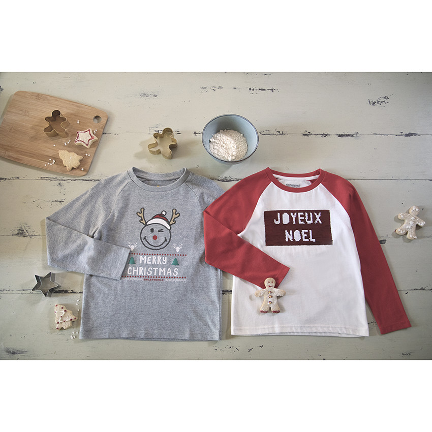 T-shirt de Noël manches longues motif renne pour enfant garçon 