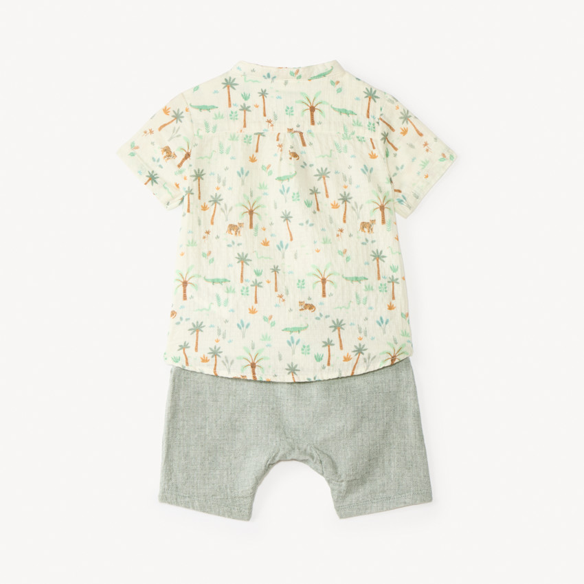 Ensemble court 2 pièces chemise et bermuda imprimé tropical pour bébé garçon  