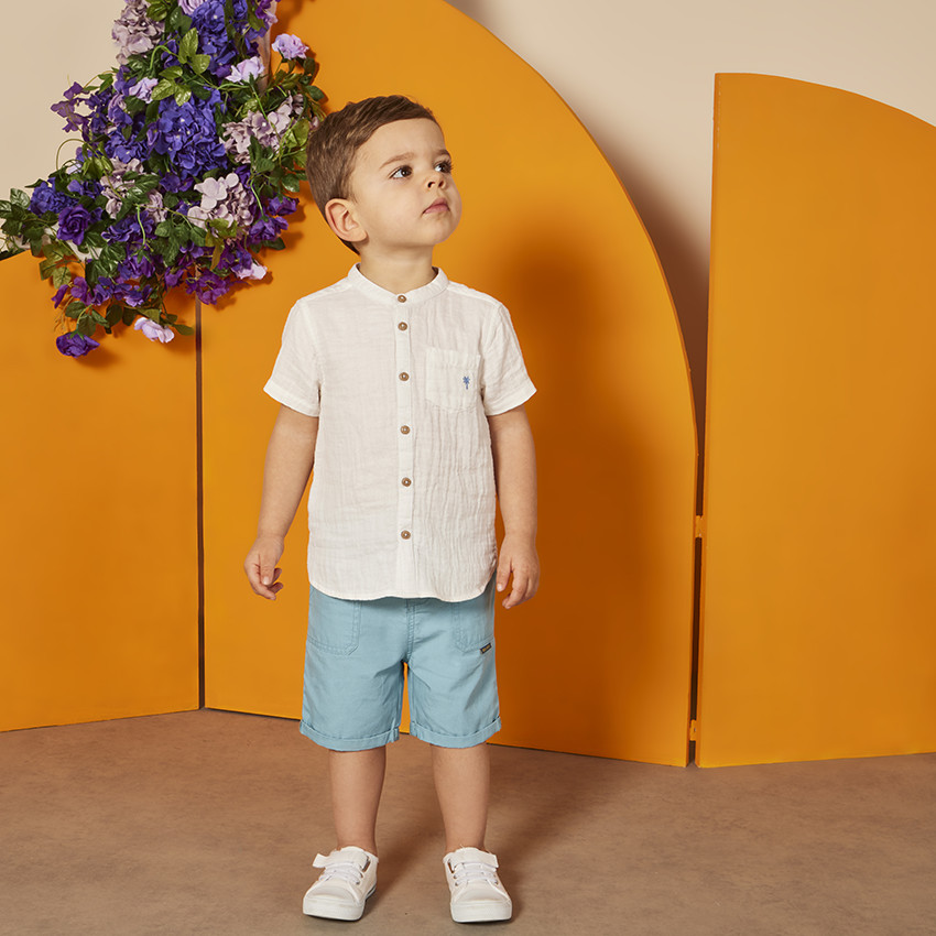 Chemise manches courtes à palmier brodé pour bébé garçon 