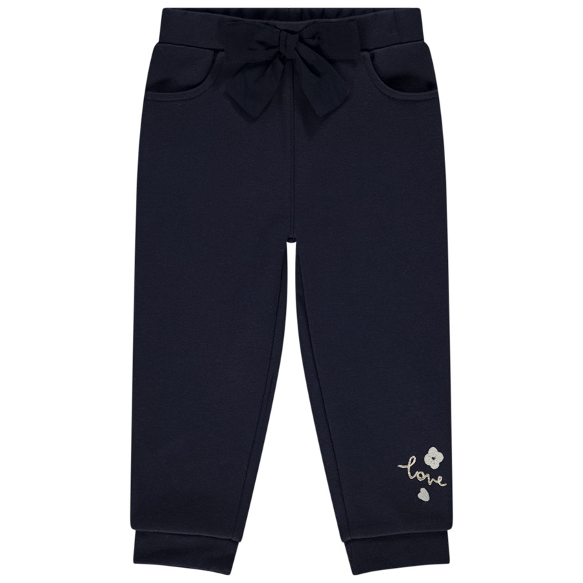 Jogging doublé velours et brodé Love pour bébé fille