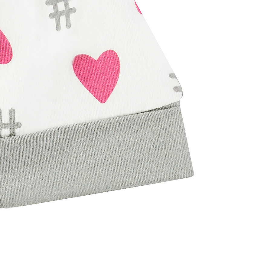 Pyjama 3 pièces avec tee-shirt à message printé, bonnet et pantalon imprimés coeurs all-over 