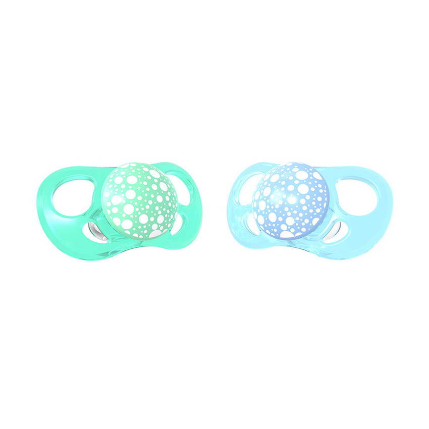 Set de sucettes en silicone 0-6 mois - Bleu/Vert Pastel