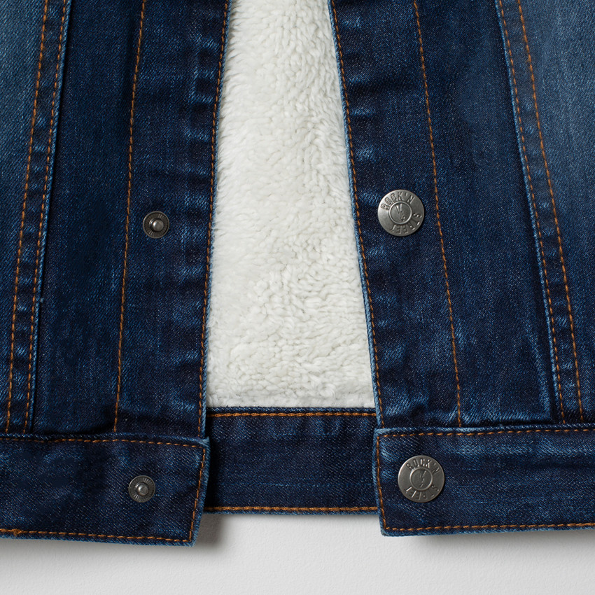 Veste en jean used doublée sherpa moutonnée Main Veste en jean used doublée sherpa moutonnée