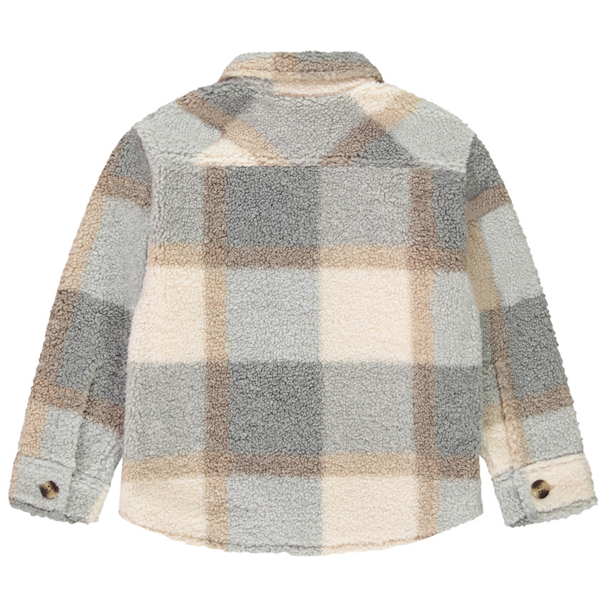 Veste esprit surchemise à carreaux en sherpa pour garçon 