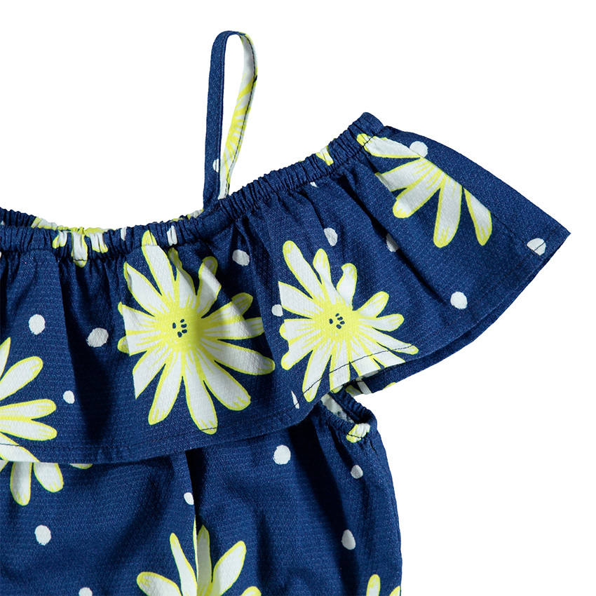 Combishort en maille fantaisie avec fleurs printées et ceinture tressée 