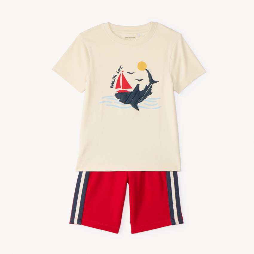 Ensemble t-shirt manches courtes + short fantaisie pour garçon