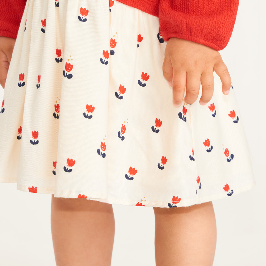 Robe bébé fille effet 2 en 1 imprimé tulipe 