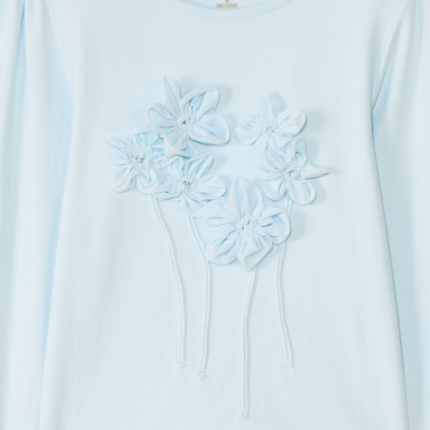 T-shirt manches longues à fleurs 3D pour fille 