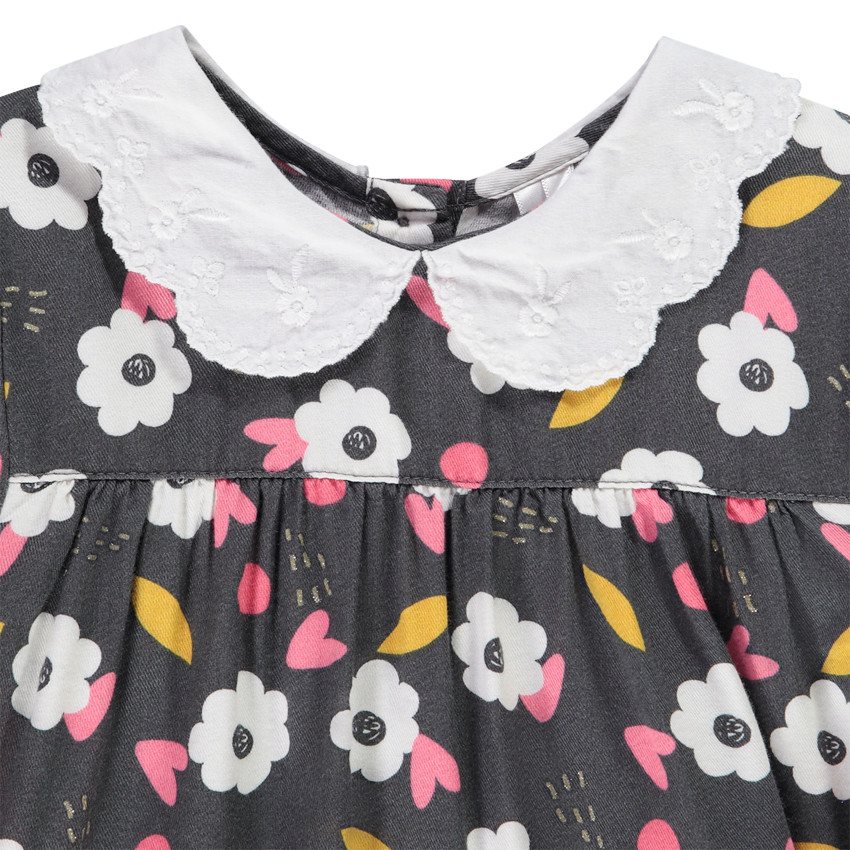 Ensemble tunique imprimé fleurs + caleçon uni pour bébé fille 