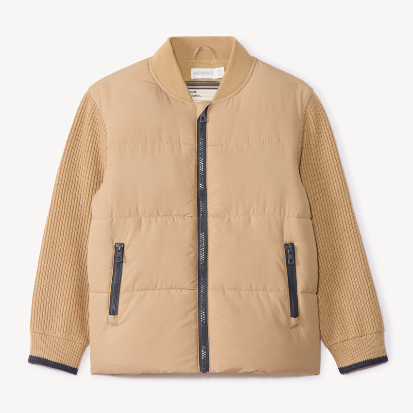 Doudoune bi-matière unie pour garçon 