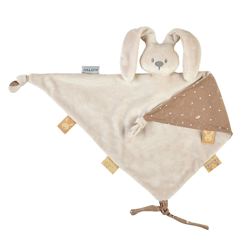 Doudou maxi lapin Lapidou beige à motif phosphorescent