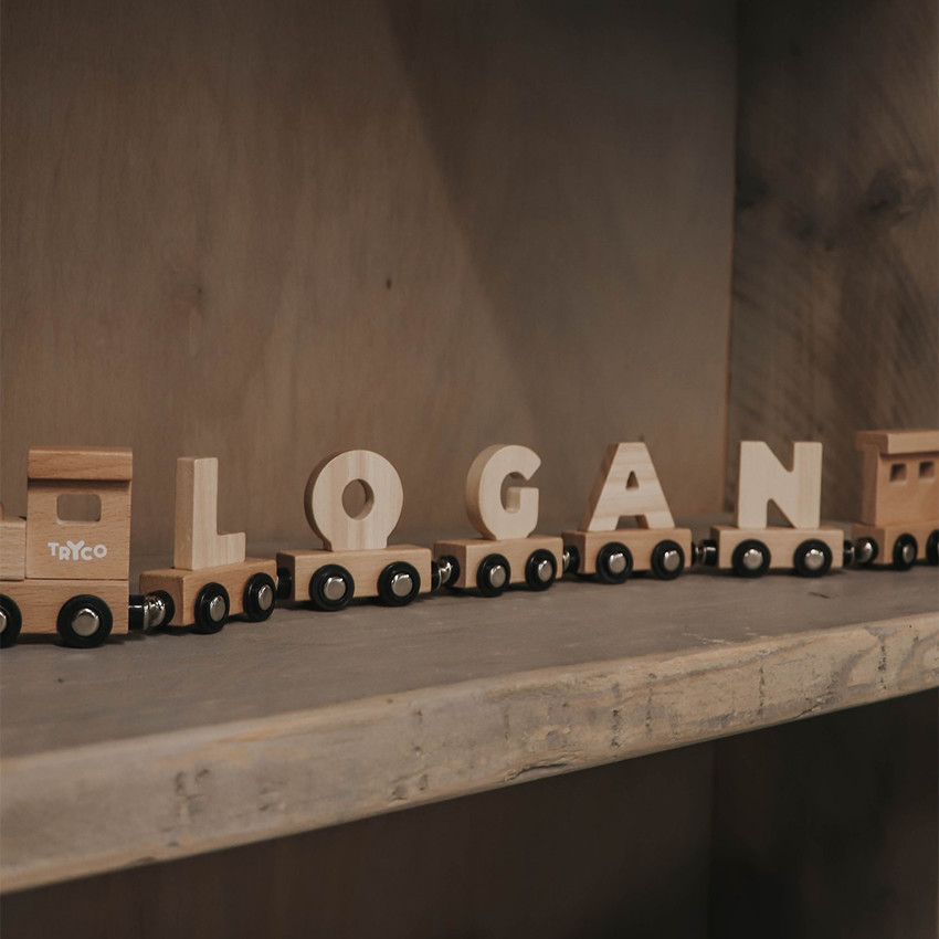 Lettre "J" en bois pour train 