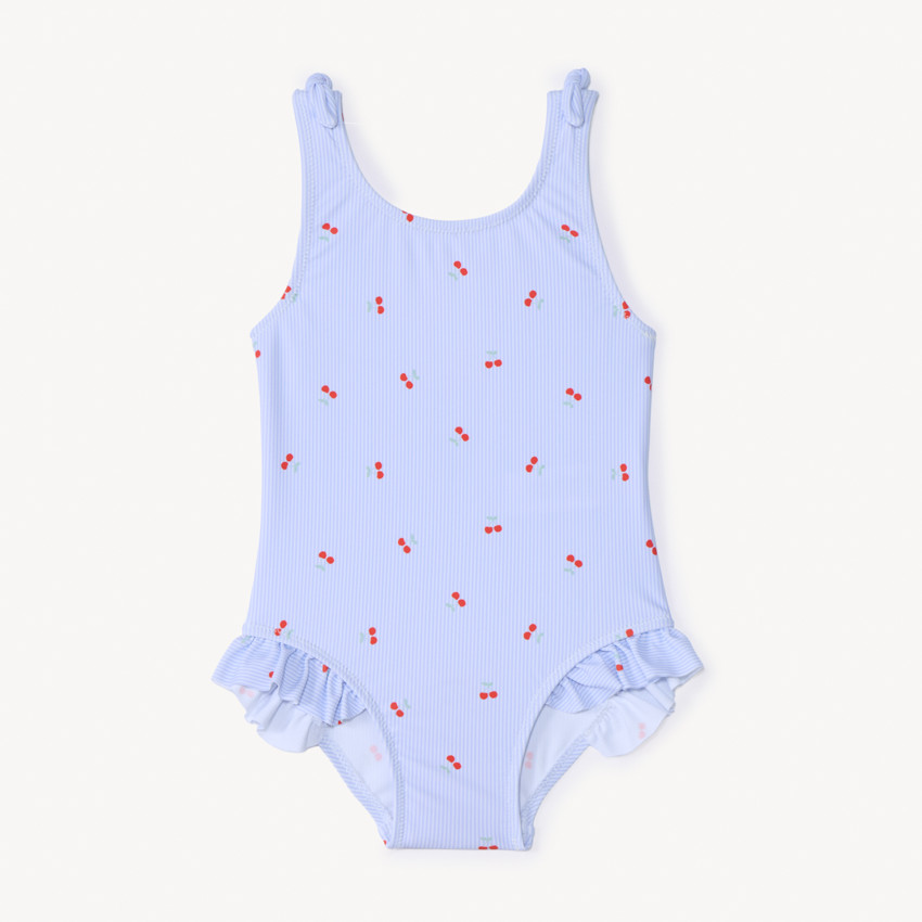 Maillot de bain 1 pièce rayé et imprimé cerises pour bébé fille