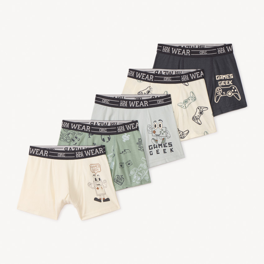 Lot de 5 boxers motifs jeux vidéo pour garçon