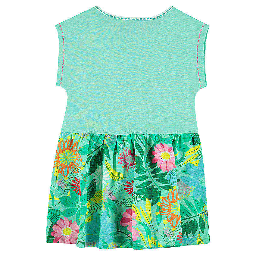 Robe de plage fleurie avec patch dentelle et broderies 