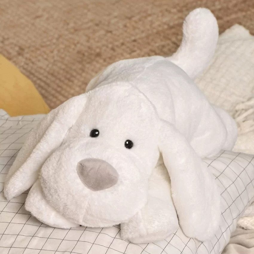 Petite peluche Les allongés Stretch chien blanc 40 cm 