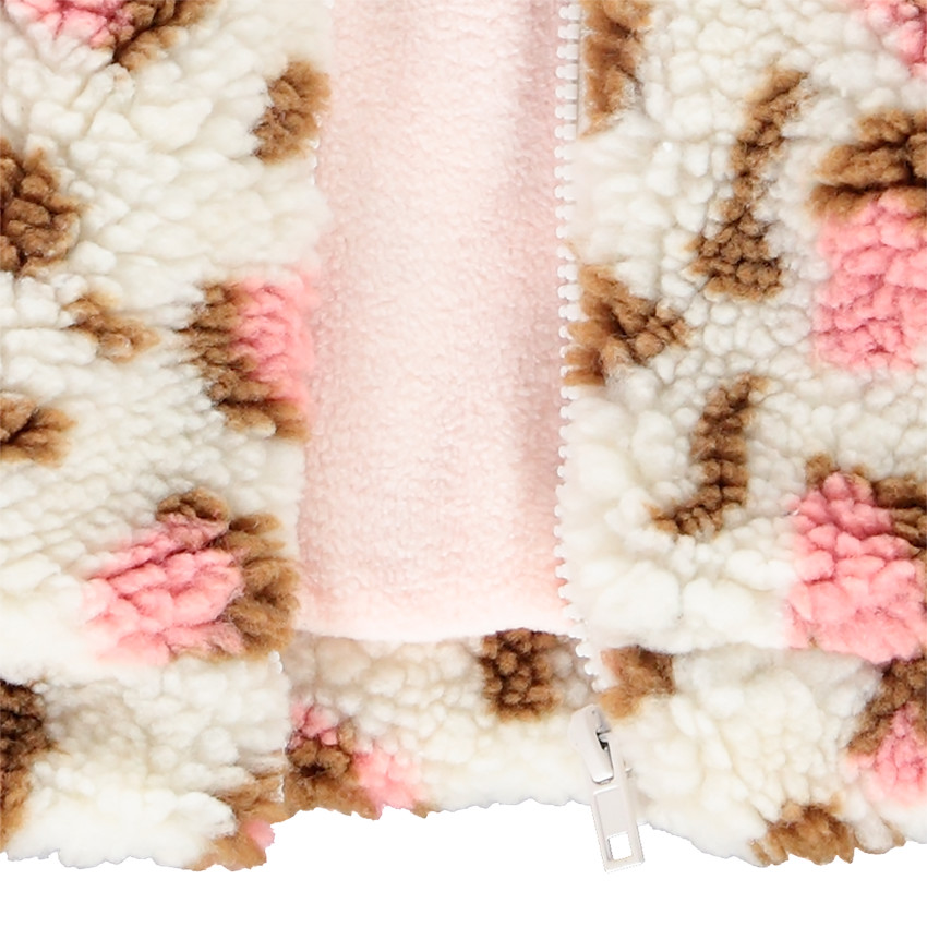 Veste en sherpa épaisse motif léopard pour enfant fille 
