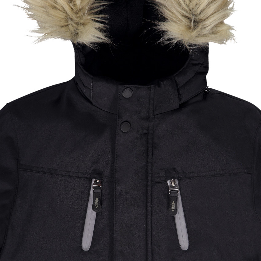 Parka à capuche en polyester avec bandes réfléchissantes et doublure micropolaire pour garçon 