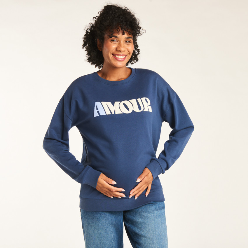 Sweat en molleton printé Amour pour femme