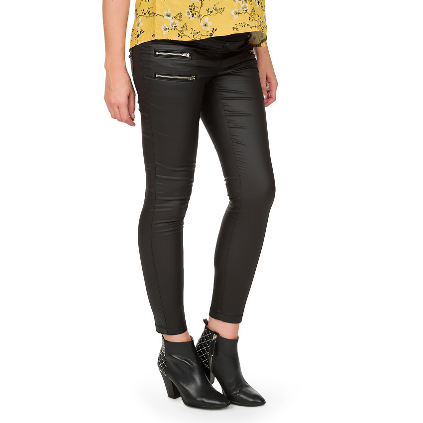 Jeans slim enduit avec zips 