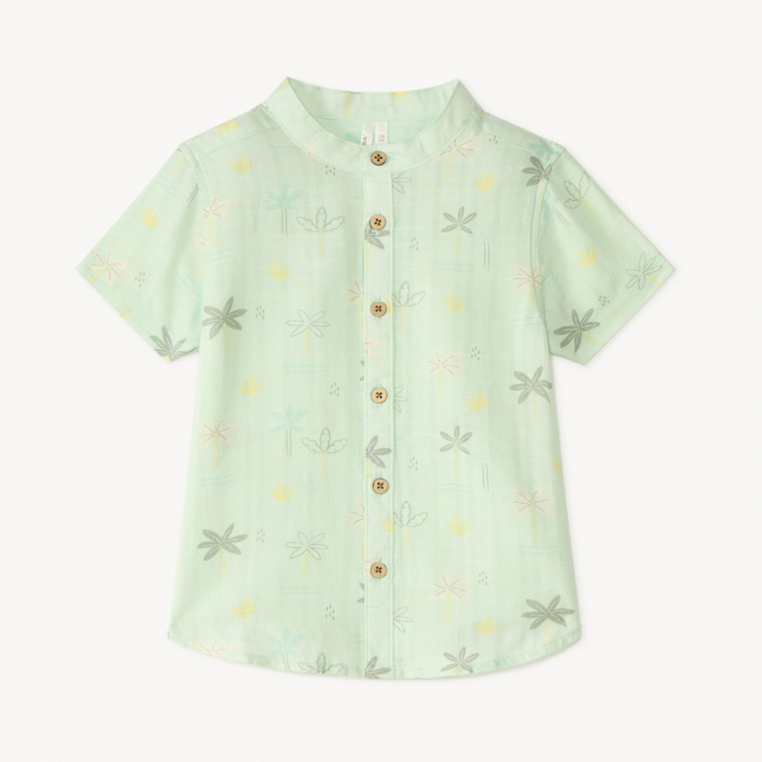 Chemise manches courtes col mao imprimé savane pour bébé garçon