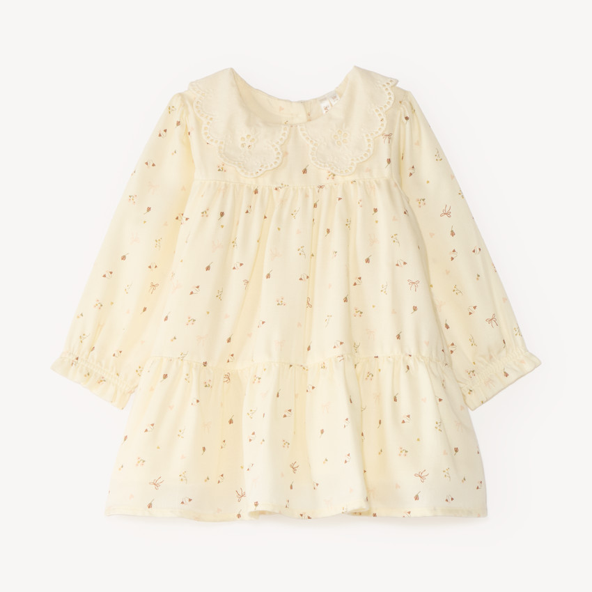 Robe fleurie bébé fille à col broderie anglaise 