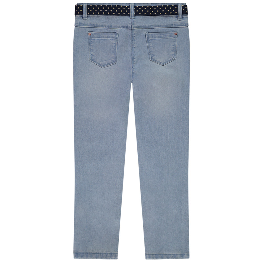 Jean slim + ceinture imprimé pois à nouer pour fille 