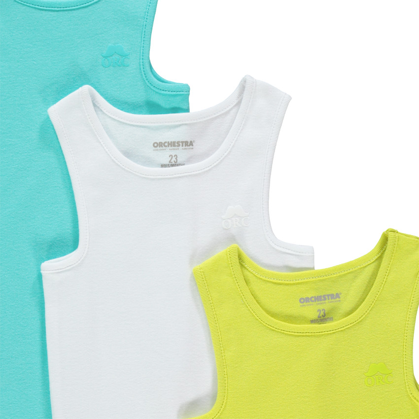 Lot de 3 bodies sans manches en coton pour bébé garçon à logo printé 