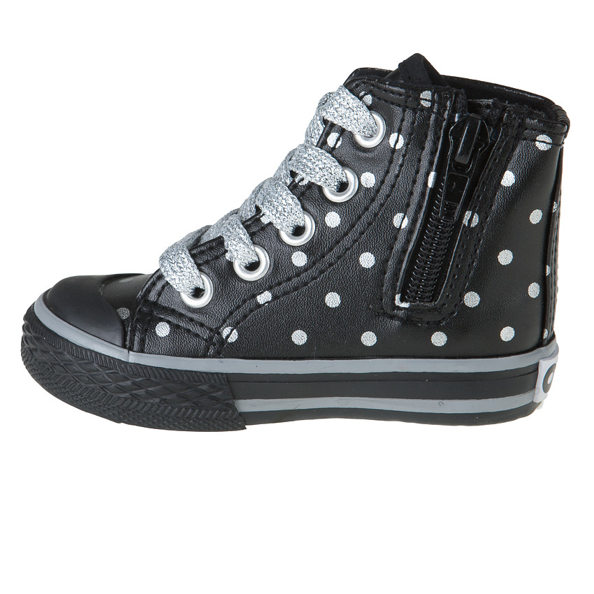 Baskets montantes à zip et lacets imprimées pois 