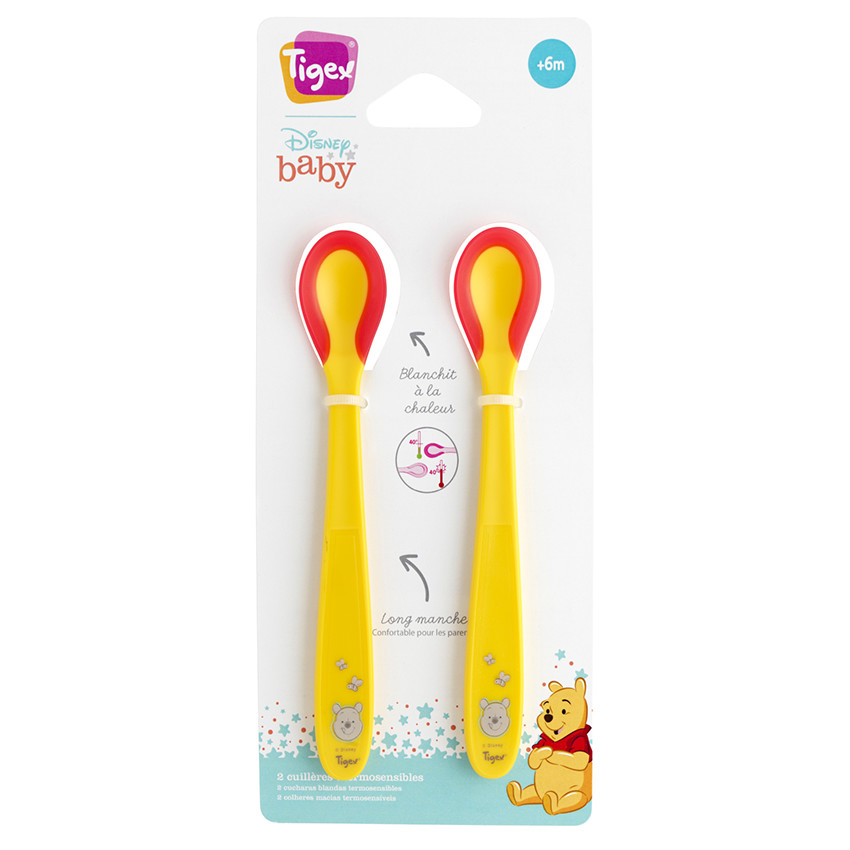 Lot de 2 cuillères thermosensibles Winnie - Jaune 