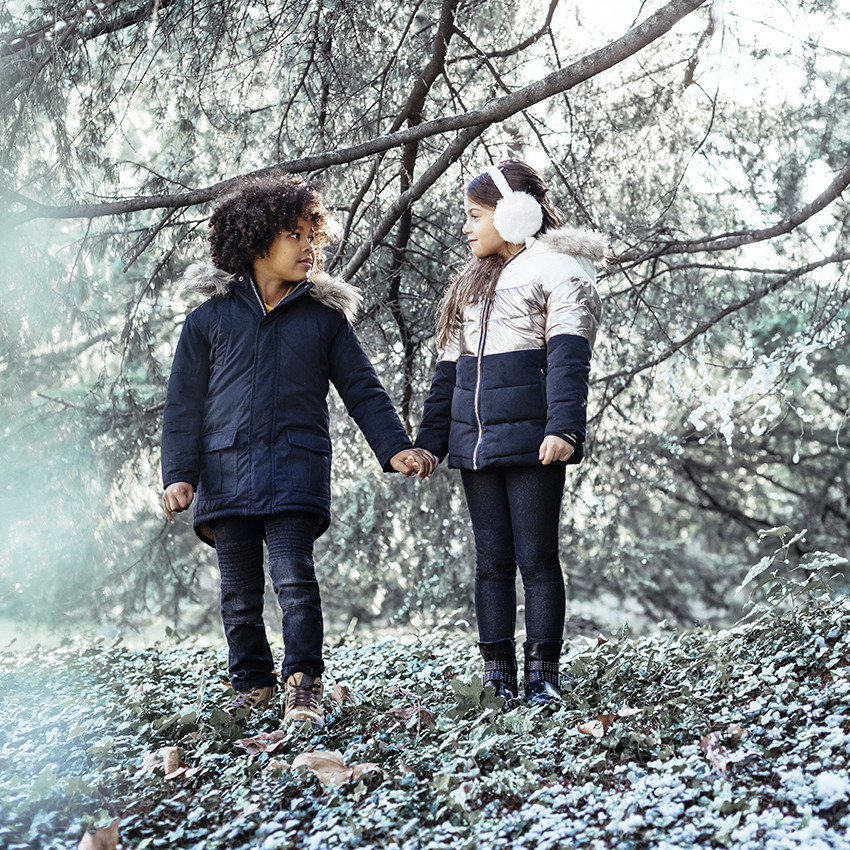 Doudoune à capuche doublée sherpa à bande métallisée pour enfant fille 