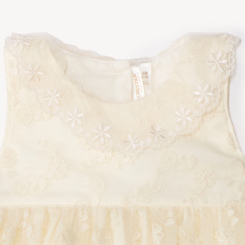 Combinaison courte 2-en-1 en tulle brodée pour bébé fille 