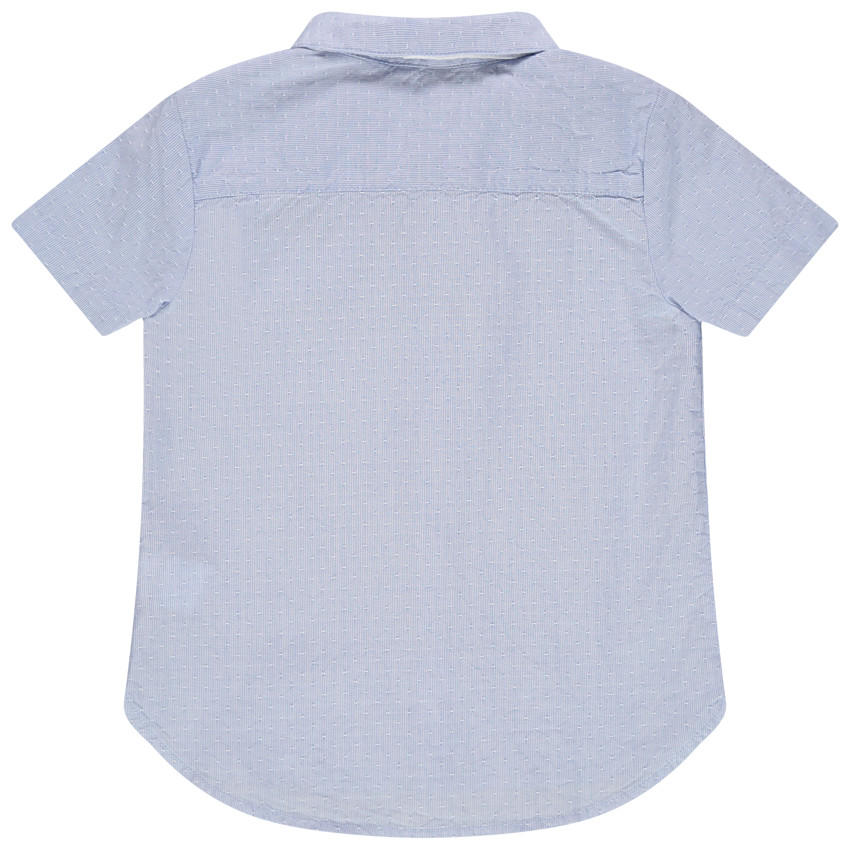 Chemise manches courtes à micro points en jacquard et noeud papillon amovible 